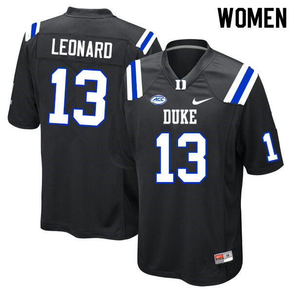 Women #13 Riley Leonard Duke Blue Devils College Football Jerseys Sale-Black - Click Image to Close